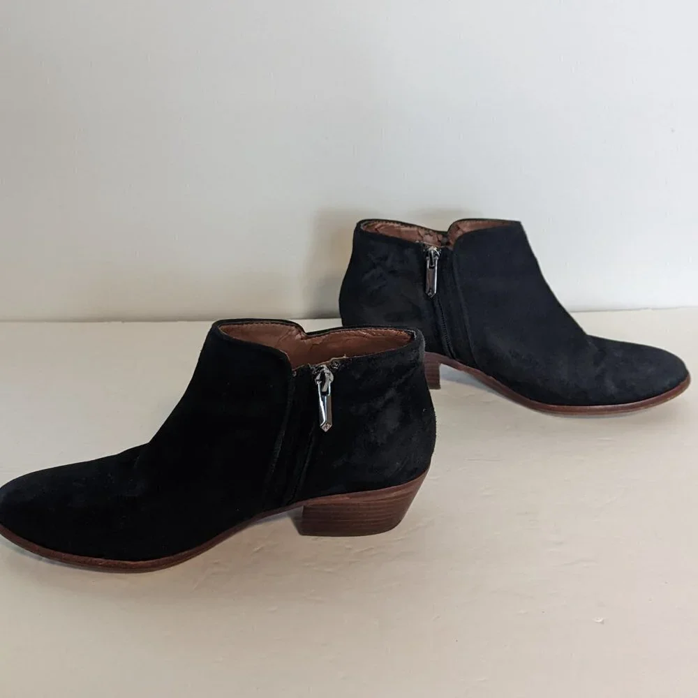 Sam Edelman‎ Western Petty Suede Boot Black Leather Boho Stagecoach 7.5